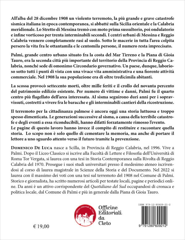 La quanrta di copertina del libro dal titolo LA TOSSE DELLA TERRA di Domenico De Luca