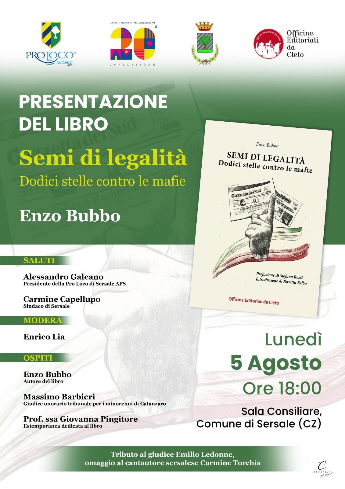 La locandina della presentazione del libro Semi di legalità a Sersale