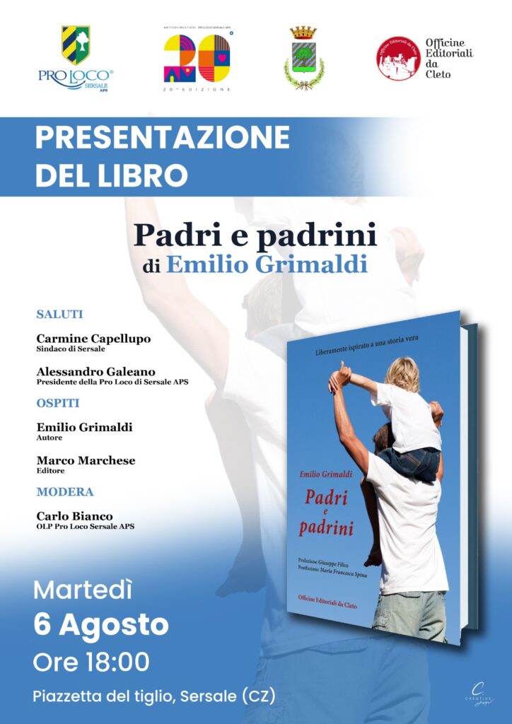 La locandina della presentazione del libro dal titolo Padri e padrini