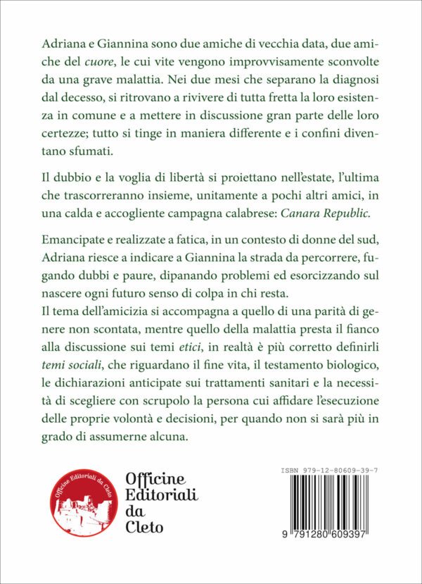 La quarta di copertina del libro dal titolo L'utlima estate canara